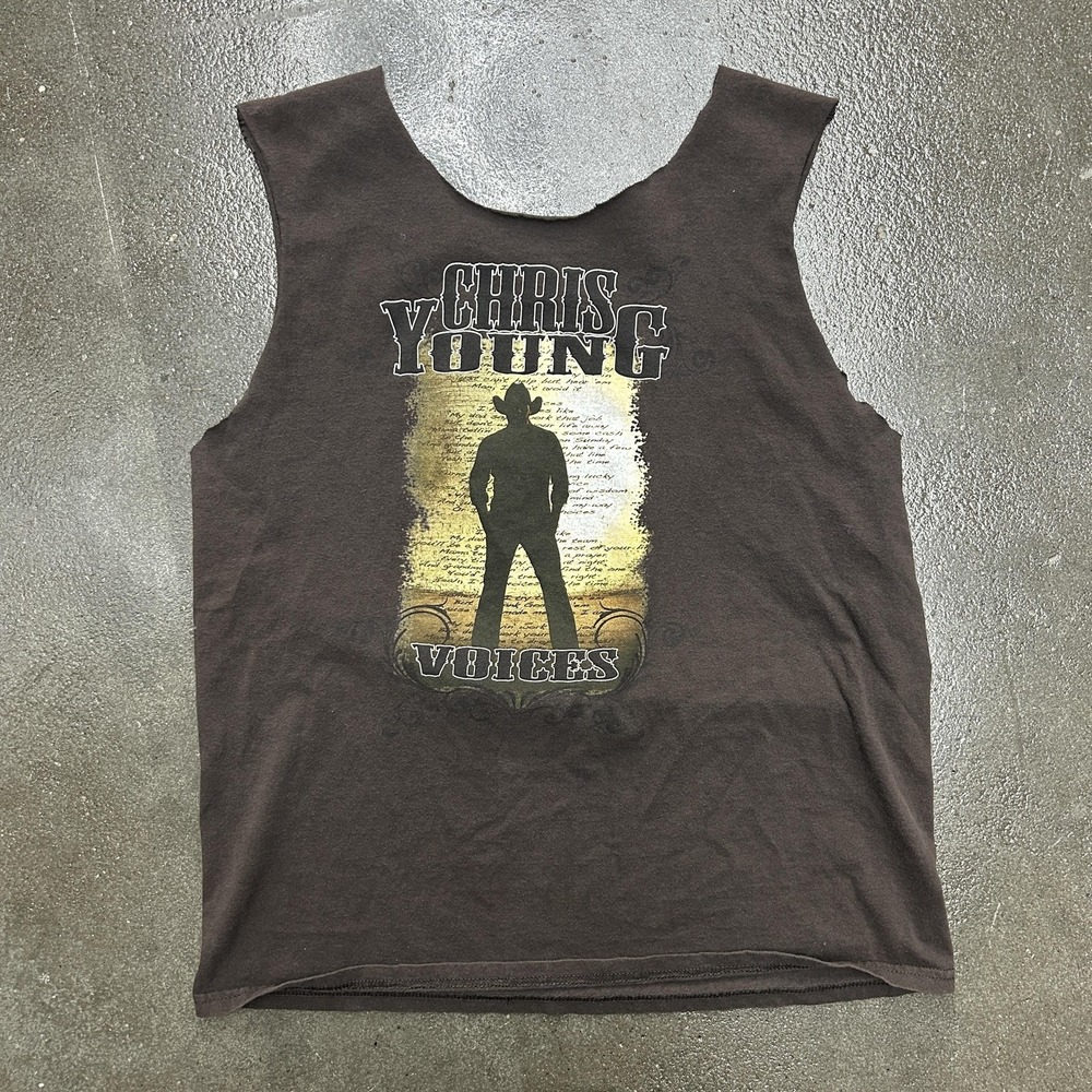 Chris Young Shirt Mens Large Black Voices Cutoff Tank Top Country Music Tour